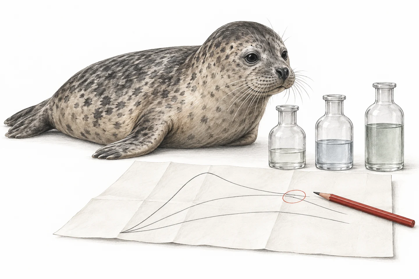 Illustration of a seal comparing study vessels and their recorded response curves.