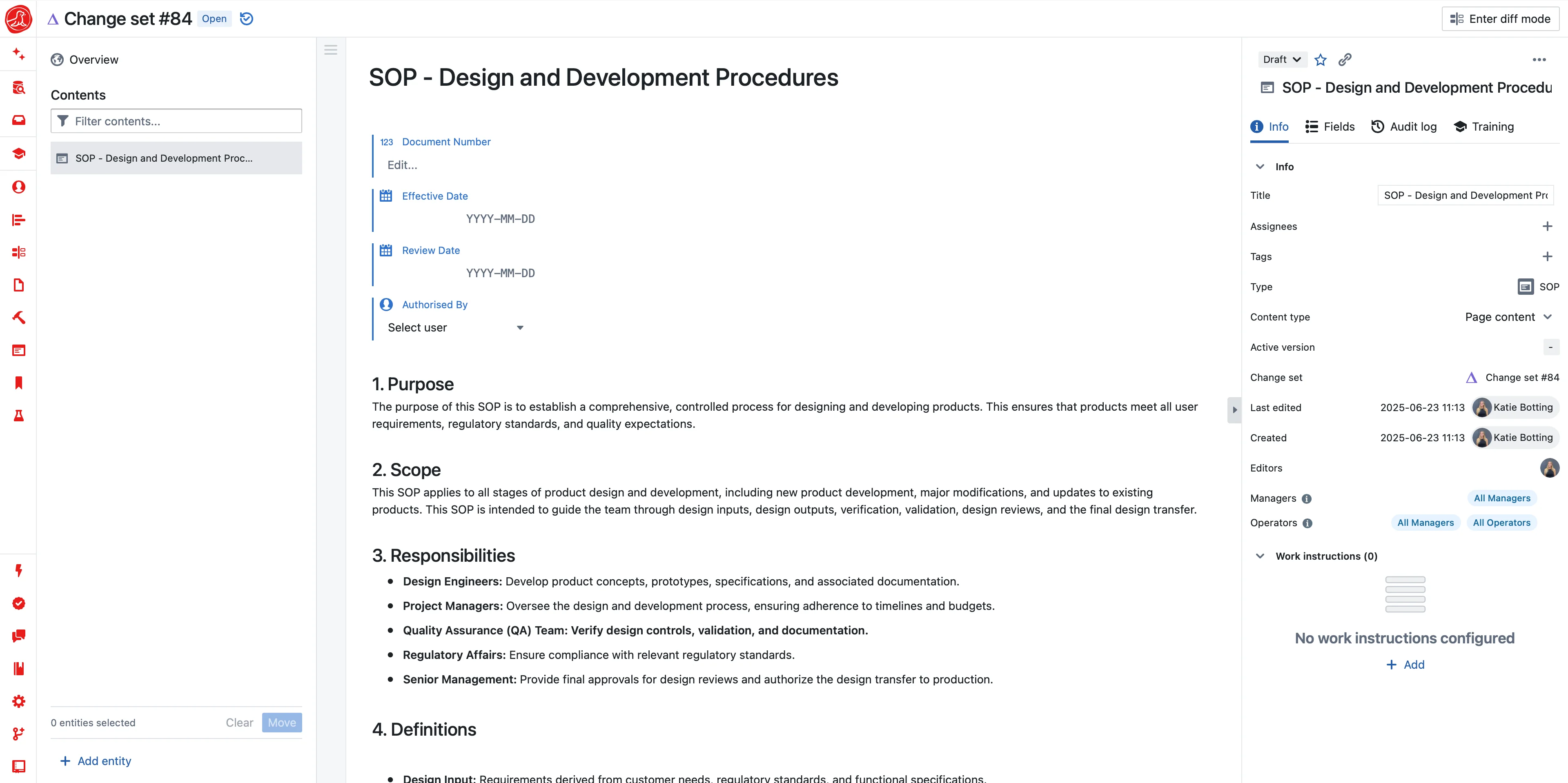 Medical Device Design Control Software