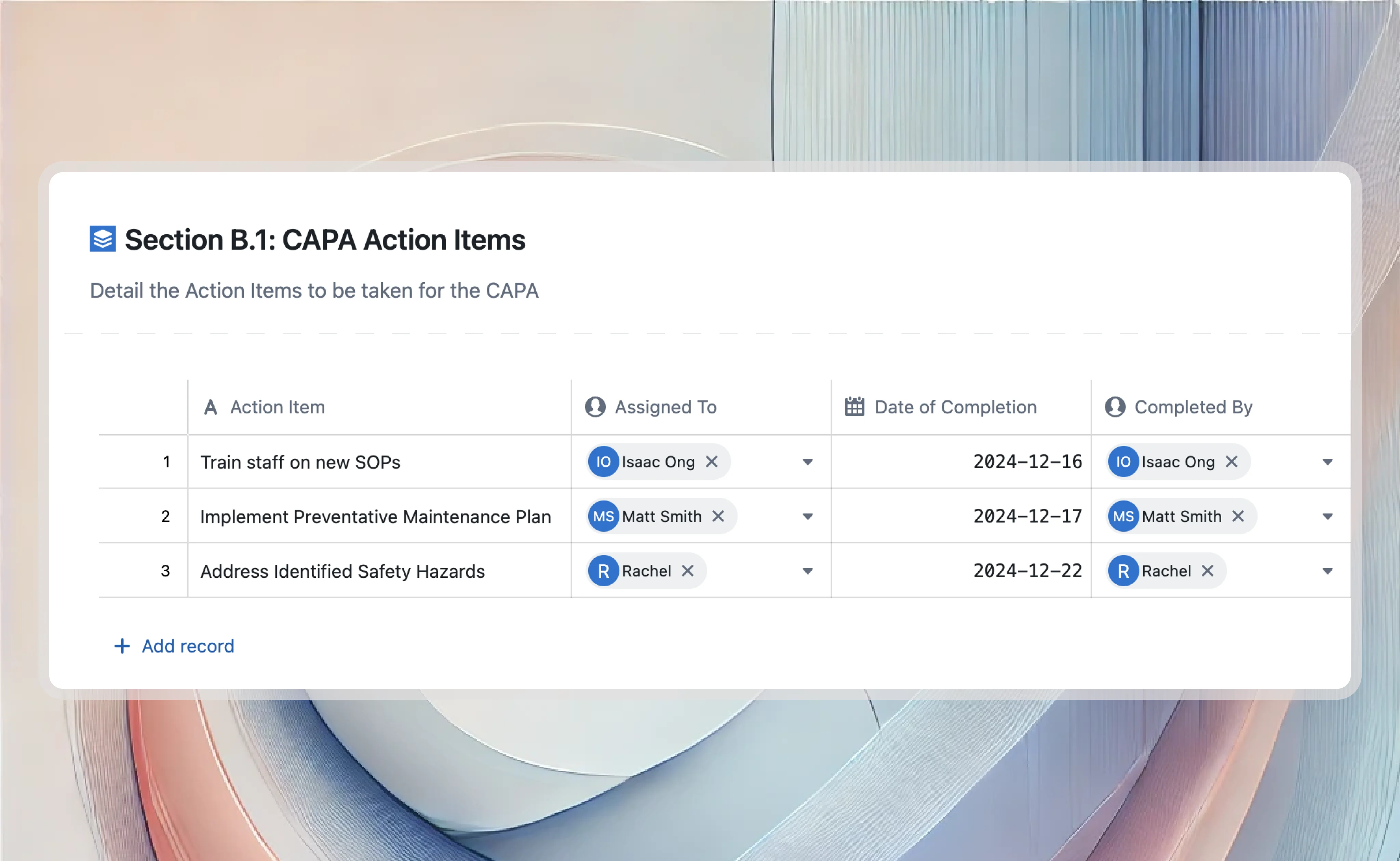 Quality management system Integration